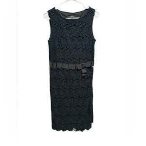 Talbots Black Lace With Bow Midi Dress